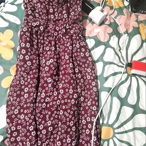 (Mini) Lovely Wine Red Floral Dress